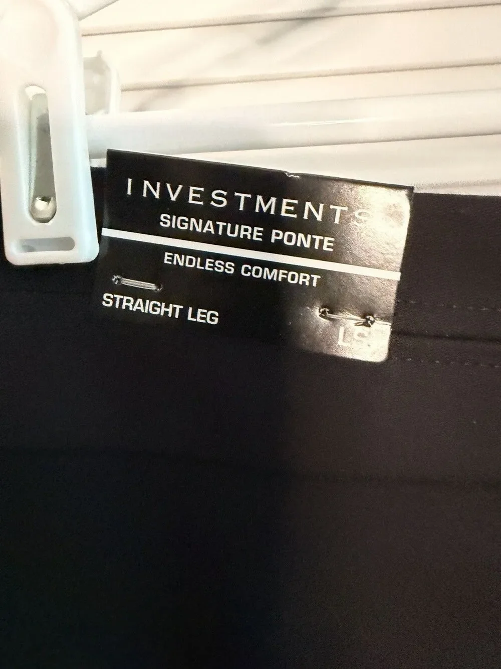 Investments Signature Ponte Straight Leg Pants Womens LP Black Pull On NWT